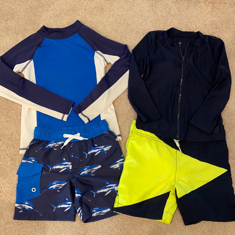 Boys Size 4 Bathing suits and rash guards